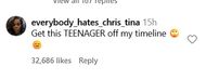 A user does not want to see content on the couple (image via @everybody_hates_chris_tina on Instagram)